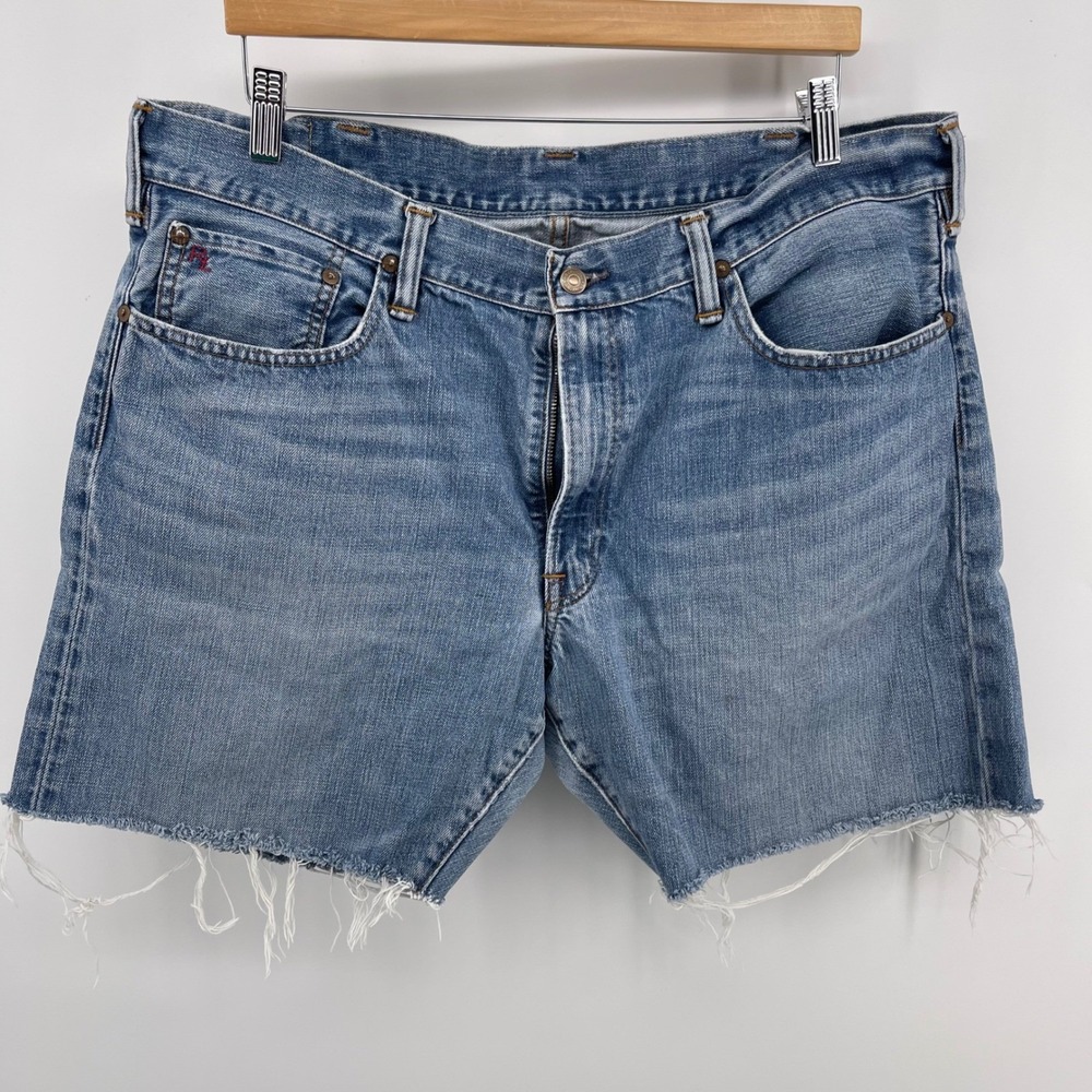 Polo Ralph Lauren Vintage Cut Off Denim Shorts Mens 38 Light Wash Slim Straight
